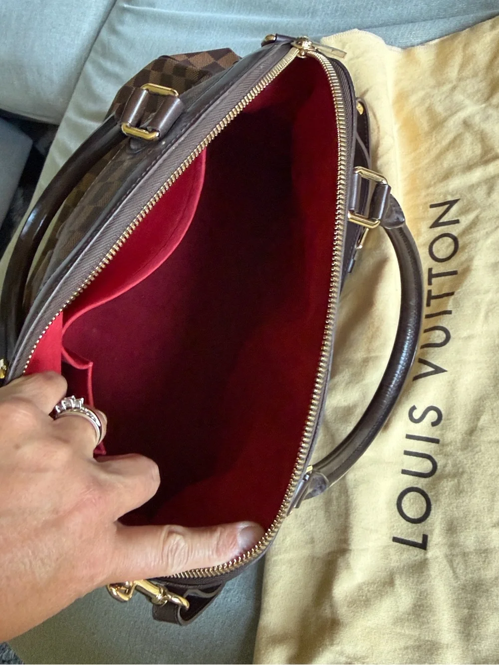 Louis Vuitton Trevi GM Brown Damier Ebene Top-Handle Satchel with Gold Hardware - Picture 6 of 11